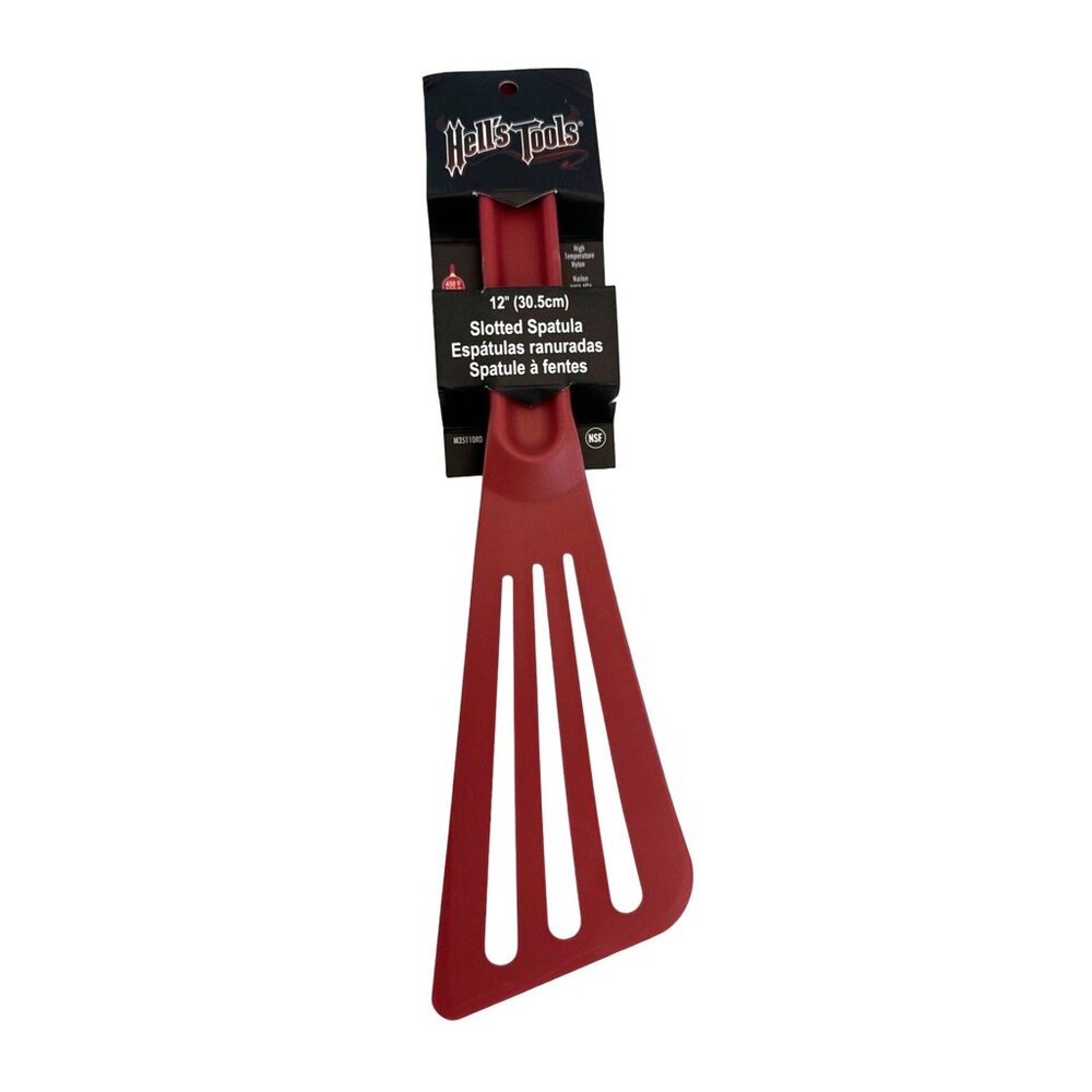 Hells Tools 12" Slotted Spatula By Mercer Culinary - Heat Resistant Red Nylon